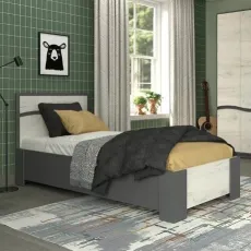 Pat Yasen Geneva cu lamele, 80 x 200 cm, Grafit Gri/Stejar Kraft Alb
