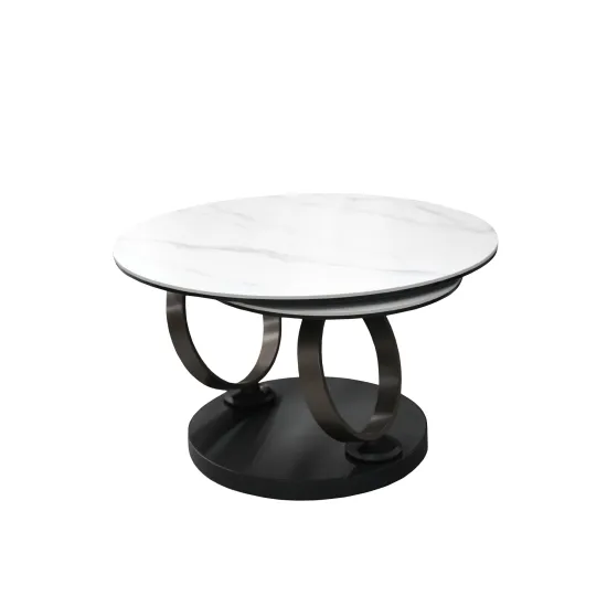 Masă de cafea Decoprim Dion, Ø45 cm, White Marble/Dark Bronze
