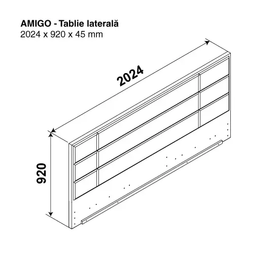 Боковая стенка для кровати Ambianta Amigo 90x200, Серый