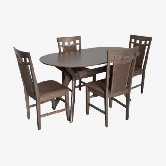 Обеденный набор Eva Raffles Oval Antique Grey + 4 Deepa R Antique Grey/Ekea12 Dark Brown