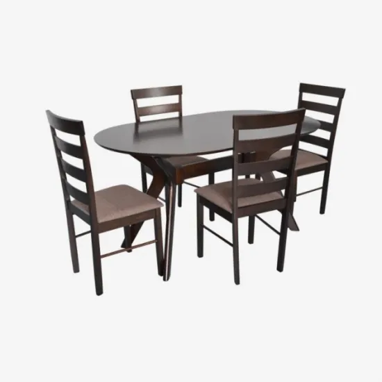 Set de sufragerie Eva Raffles Oval Chocolate + 4 Gloria Chocolate/Ekea12 Dark Brown