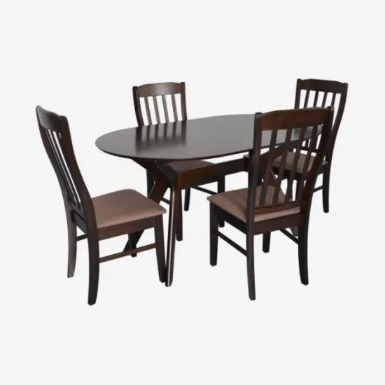 Set de sufragerie Eva Raffles Oval Chocolate + 4 Wenyi Chocolate/Ekea12 Dark Brown