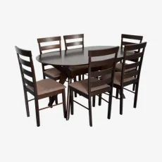 Set de sufragerie Eva Raffles Oval Chocolate + 6 Gloria Chocolate/Ekea12 Dark Brown