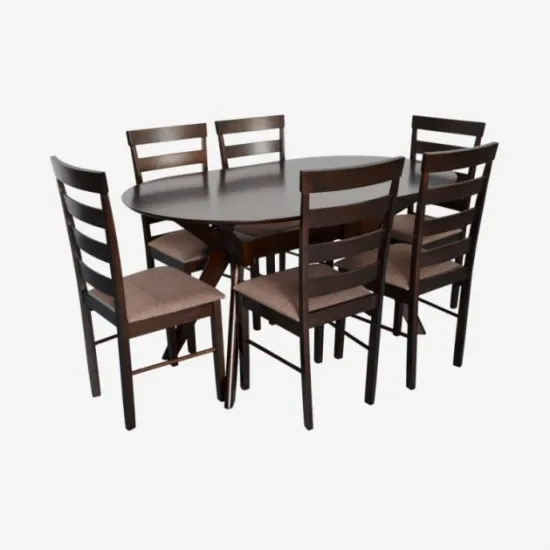 Set de sufragerie Eva Raffles Oval Chocolate + 6 Gloria Chocolate/Ekea12 Dark Brown