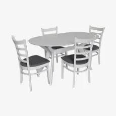 Set de sufragerie Eva Raffles Oval White + 4 COCO White/NV-10WP Grey