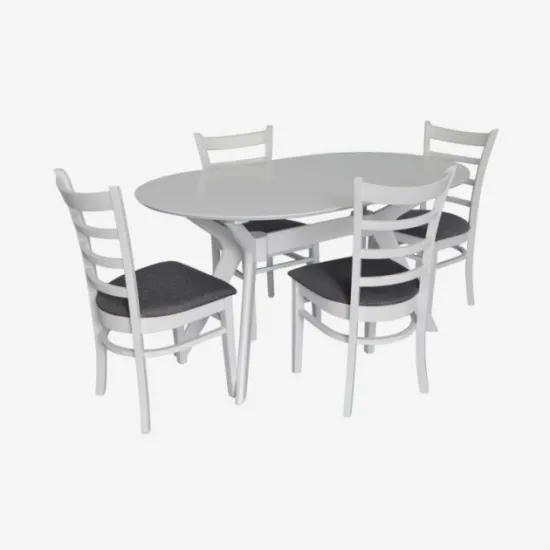 Set de sufragerie Eva Raffles Oval White + 4 COCO White/NV-10WP Grey