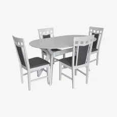 Set de sufragerie Eva Raffles Oval White + 4 Deepa R White/NV-10WP Grey