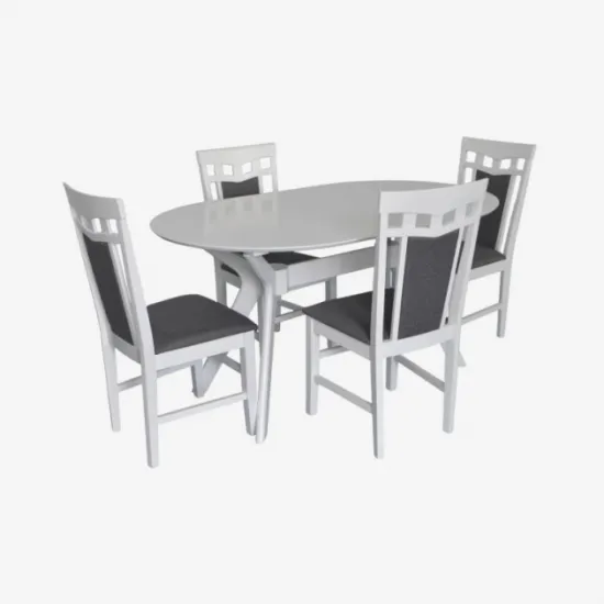 Set de sufragerie Eva Raffles Oval White + 4 Deepa R White/NV-10WP Grey