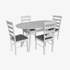 Set de sufragerie Eva Raffles Oval White + 4 GLORIA White/NV-10WP Grey