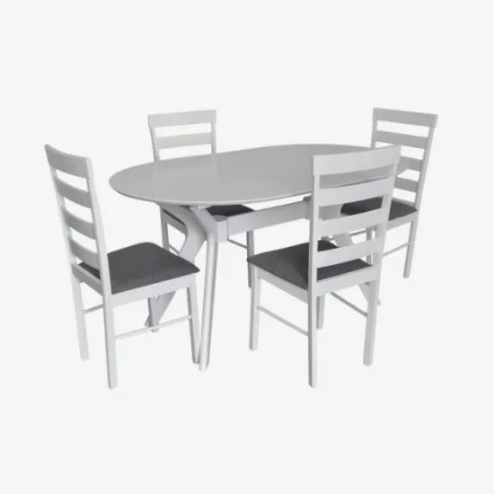 Set de sufragerie Eva Raffles Oval White + 4 GLORIA White/NV-10WP Grey