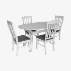 Set de sufragerie Eva Raffles Oval White + 4 Wenyi White/NV-10WP Grey