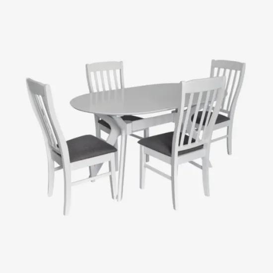 Set de sufragerie Eva Raffles Oval White + 4 Wenyi White/NV-10WP Grey