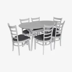 Set de sufragerie Eva Raffles Oval White + 6 COCO White/NV-10WP Grey