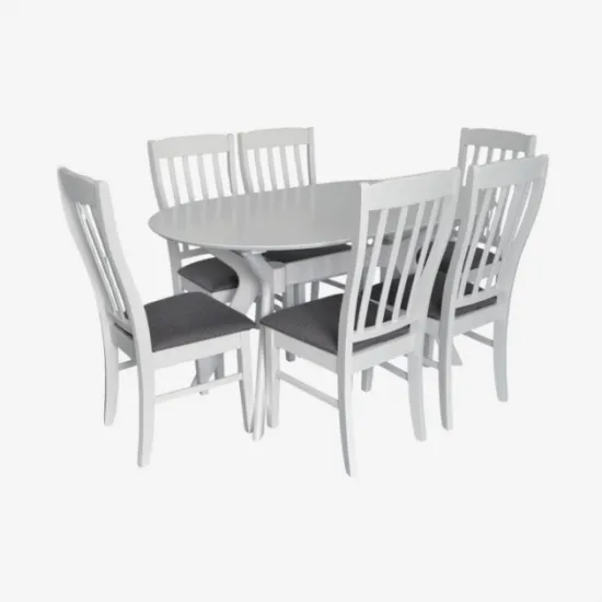 Set de sufragerie Eva Raffles Oval White + 6 Wenyi White/NV-10WP Grey