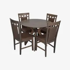 Обеденный набор Eva Raffles Round Antique Grey + 4 Deepa R Antique Grey/Ekea12 Dark Brown