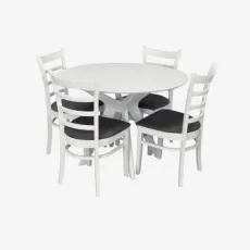 Set de sufragerie Eva Raffles Round White + 4 COCO White/NV-10WP Grey