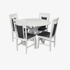 Set de sufragerie Eva Raffles Round White + 4 Deepa R White/NV-10WP Grey