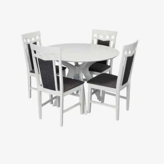 Обеденный набор Eva Raffles Round White + 4 Deepa R White/NV-10WP Grey