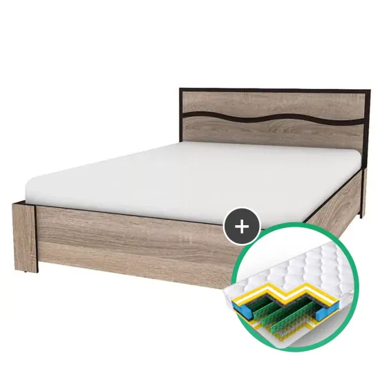 Set pat Yasen Geneva 1.4m Wenge Magic/Sonoma Truffle + saltea Saltconfort Classic 140x200