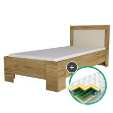 Комплект кровать Yasen Денвер 0.9m Дуб Крафт Золотой/Ваниль + матрас Saltconfort Classic 90x200