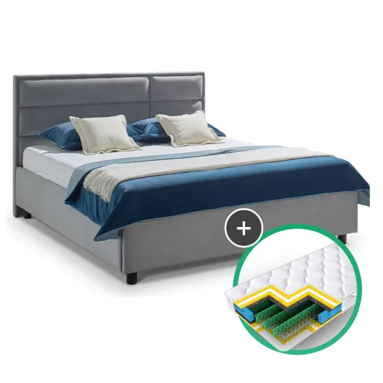 Set pat Ambianta Amigo 1.4m Gri + saltea Saltconfort Classic 140x200
