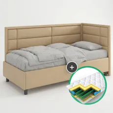 Комплект кровать Ambianta Amigo 0.9m Beige с боковой стенкой + матрас Saltconfort Classic 90x200