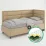 Set pat Ambianta Amigo 0.9m Beige cu tablie laterala + saltea Saltconfort Classic 90x200