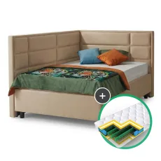 Комплект кровать Ambianta Amigo 1.2 m Beige с боковой стенкой + матрас Saltconfort Classic 120x200