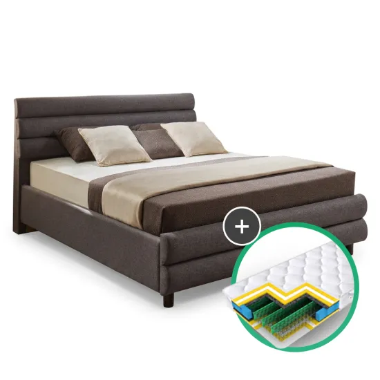 Set pat Ambianta Kosmo 1.4m Gri + saltea Saltconfort Classic 140x200