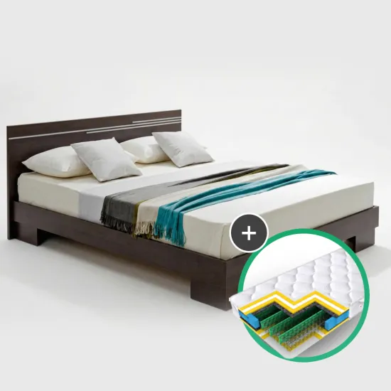 Комплект кровать Ambianta Bravo 1.6m Sonoma Dark + матрас Saltconfort Classic 160x200