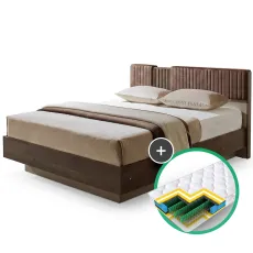 Set pat Ambianta Malta 1.6m Nuc/Fungo + saltea Saltconfort Classic 160x200