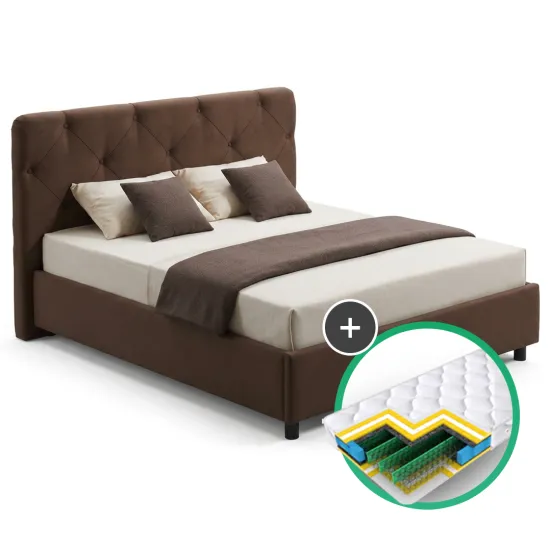 Set pat Ambianta Cristal 1.8m Maro + saltea Saltconfort Lux 180x200