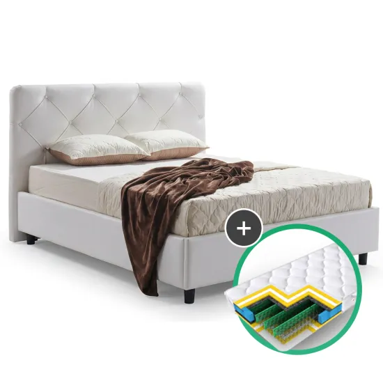 Set pat Ambianta Cristal 1.8m White + saltea Saltconfort Lux 180x200