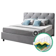 Комплект кровать Ambianta Cristal 1.8m Серый + матрас Saltconfort Lux 180x200