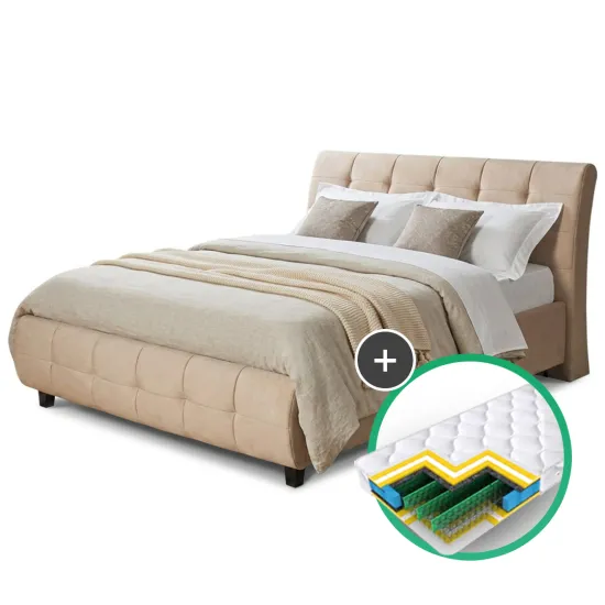 Set pat Ambianta Samba 1.8m Beige + saltea Saltconfort Lux 180x200