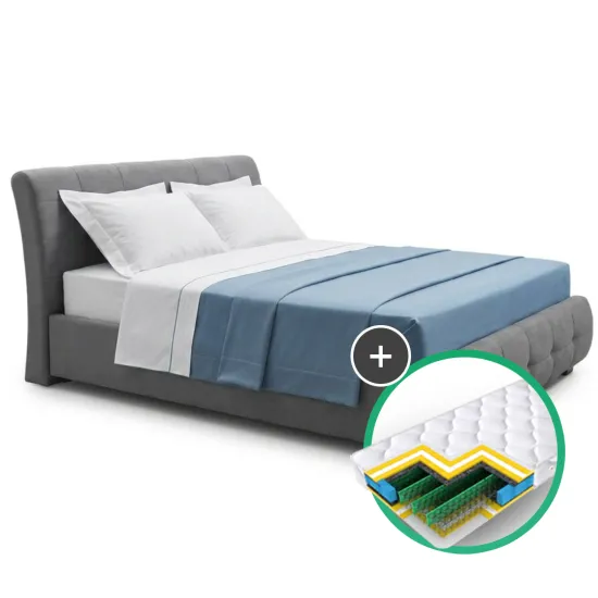 Комплект кровать Ambianta Samba 1.4m Grey + матрас Saltconfort Classic 140x200