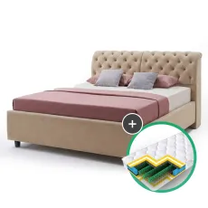 Set pat Ambianta Frankfurt 1.4m Beige + saltea Saltconfort Classic 140x200