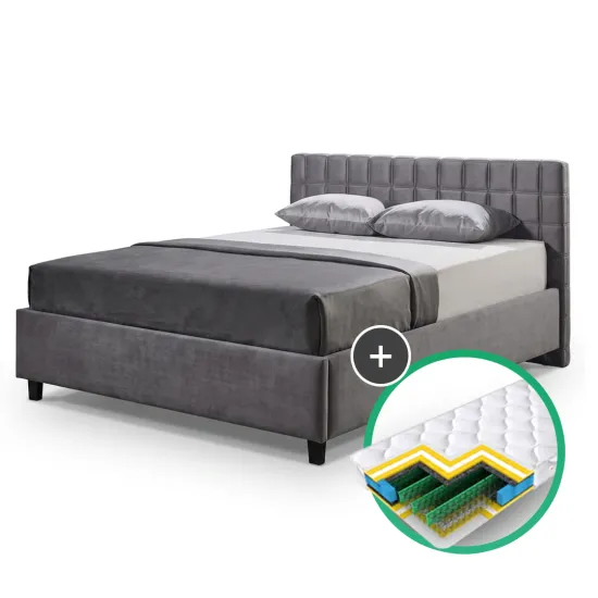 Комплект кровать Ambianta Coral 1.4m Графит + матрас Saltconfort Classic 140x200