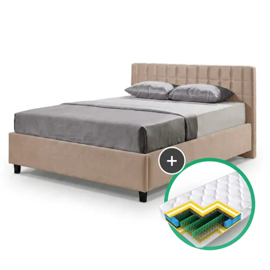Комплект кровать Ambianta Coral 1.4m Бежевый + матрас Saltconfort Classic 140x200