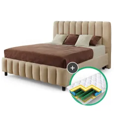 Set pat Ambianta Fancy 1.4m Bej + saltea Saltconfort Classic 140x200