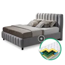 Set pat Ambianta Fancy 1.4m Gri + saltea Saltconfort Classic 140x200