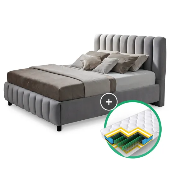 Set pat Ambianta Fancy 1.4m Gri + saltea Saltconfort Classic 140x200