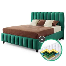 Set pat Ambianta Fancy 1.4m Verde + saltea Saltconfort Classic 140x200
