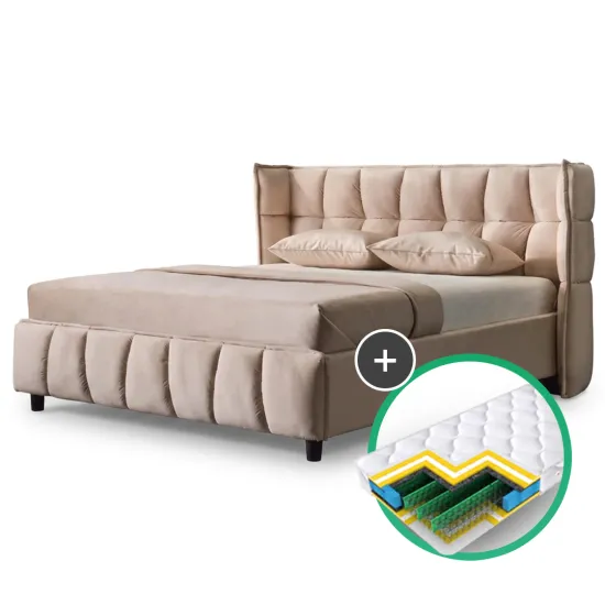 Set pat Ambianta Hamburg 1.8m Bej + saltea Saltconfort Lux 180x200