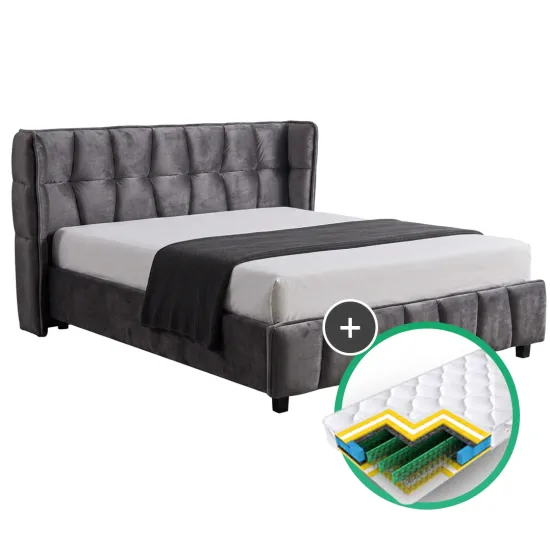 Set pat Ambianta Hamburg 1.8m Grafit + saltea Saltconfort Lux 180x200
