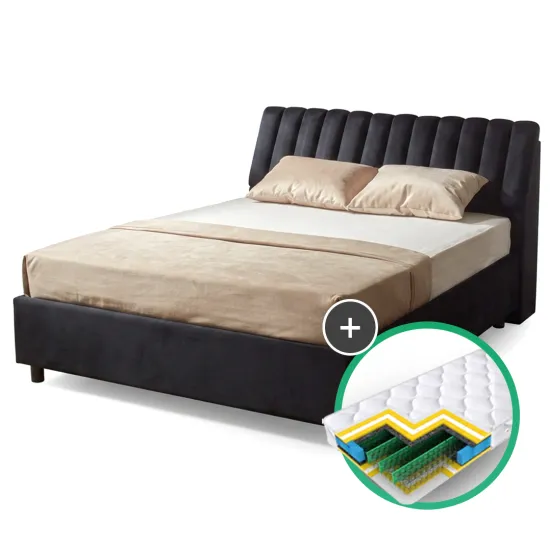 Комплект кровать Ambianta Bremen 1.4m Черный + матрас Saltconfort Classic 140x200