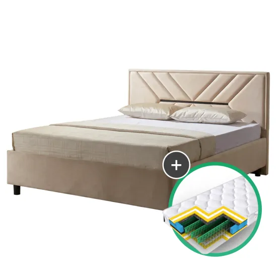 Комплект кровать Ambianta Dally 1.4m Бежевый + матрас Saltconfort Classic 140x200