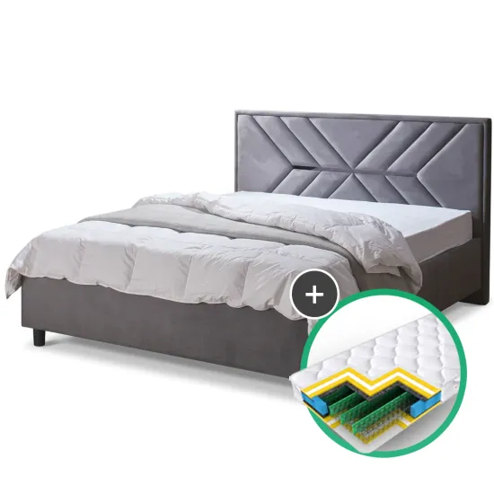 Комплект кровать Ambianta Dally 1.4m Графит + матрас Saltconfort Classic 140x200