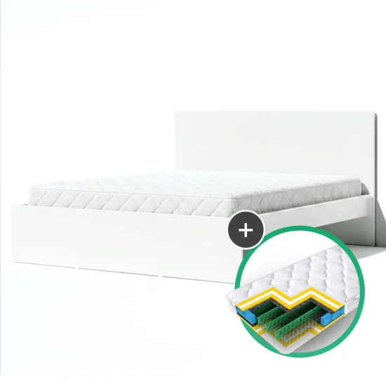 Set pat Fabrik Home Linia 1.6m Frasin alb + saltea Saltconfort Classic 160x200