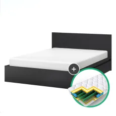 Комплект кровать Fabrik Home Linia 1.6m Чёрный ясень + матрас Saltconfort Classic 160x200